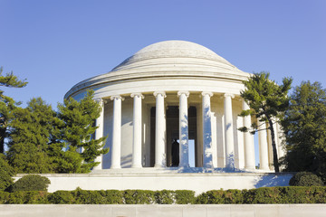 View of the Thomas Jefferson Memorial designed in the Classical style by John Russell Pope and inspired by the "Pantheon" in Greece, West Potomac Park, National Mall, Washington DC