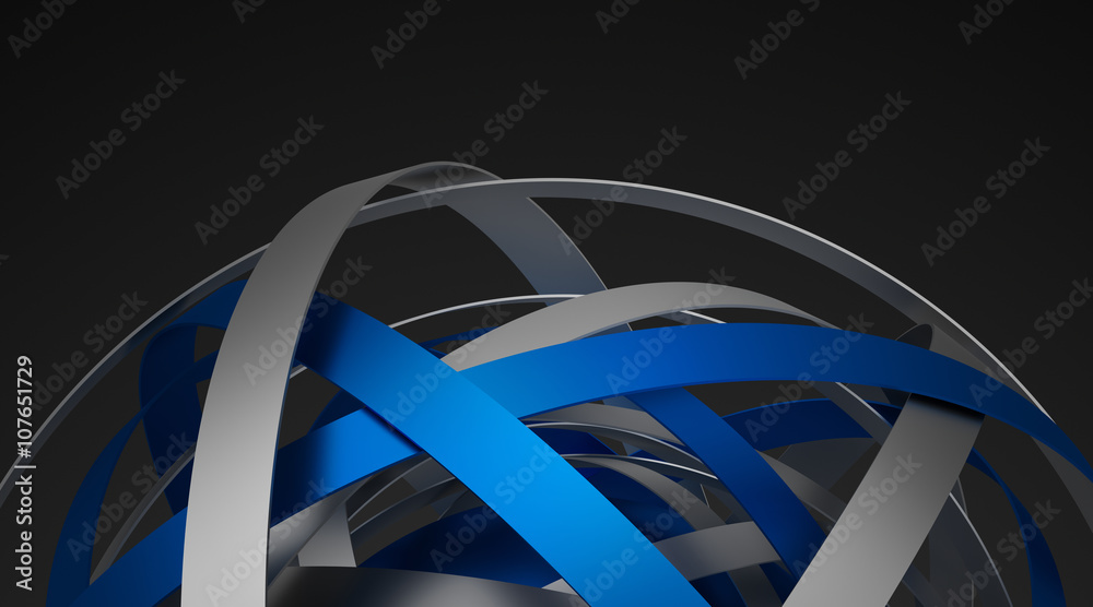 Poster abstract 3d rendering of sphere with rings in empty space. futuristic shape. surreal background.