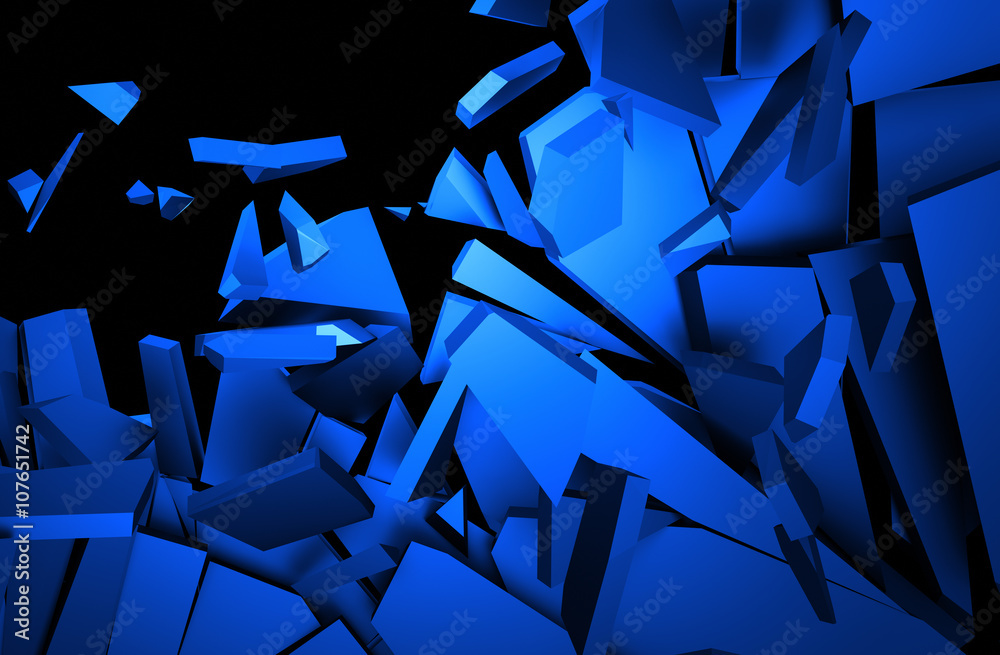 Poster abstract 3d rendering of cracked surface. background with broken shape. wall destruction. explosion 