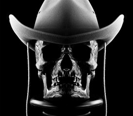 western skull in hat