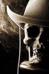 western skull in hat - 107653759