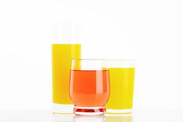 Glasses of fruit juice drinks