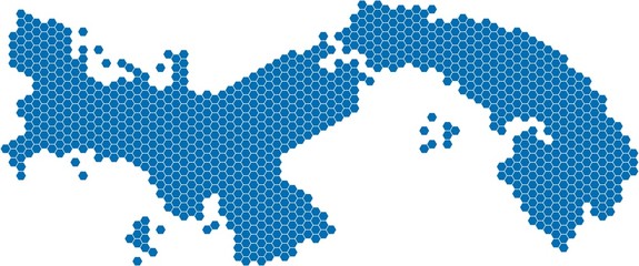 Fototapeta premium Blue hexagon shape Panama map on white background. Vector illustration.