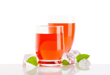 Glasses of fruit flavored drinks