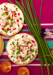 buns with cottage cheese and fresh radish