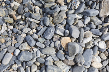 Sea stones or the wet smooth black stone on the beach as backgro