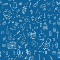 Health care hand drawn seamess background
