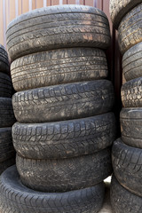 used car tires. close-up  