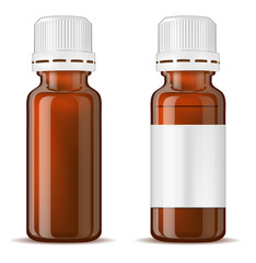 Brown glass medicine bottle with screw cap