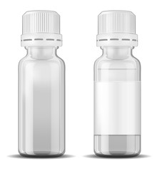 White glass medicine bottle with screw cap