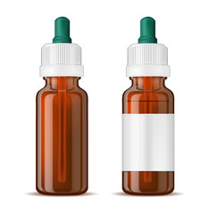 Brown glass medicine bottle with screw cap