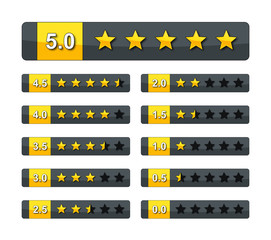 Set 5 star rating - grey