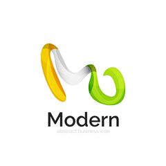 Wave ribbon logo, vector abstract shape