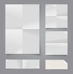 Set of vector white folded papers.