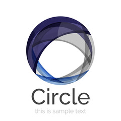 Circle logo. Transparent overlapping swirl shapes. Modern clean business icon