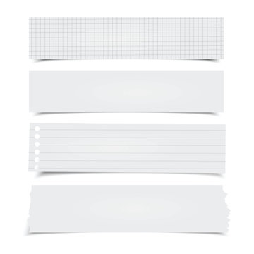 Set of different vector horizontal note papers. 