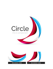 Circle logo. Transparent overlapping swirl shapes. Modern clean business icon