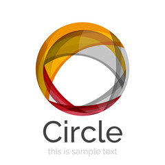 Circle logo. Transparent overlapping swirl shapes. Modern clean business icon
