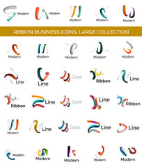 Vector line ribbon logo set