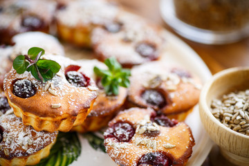 cheese muffins with walnuts and cherries 