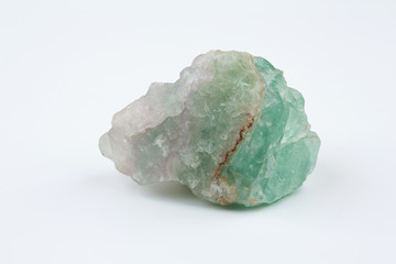 Green fluorite. Mineral natural stone on a white background.