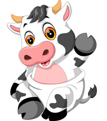 illustration of cute baby cow cartoon