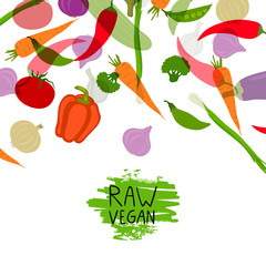 Vector Illustration of a Colorful Background with Vegetables