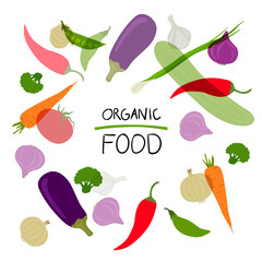 Vector Illustration of a Colorful Background with Vegetables