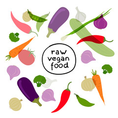 Vector Illustration of a Colorful Background with Vegetables