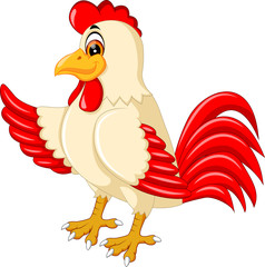 Cute rooster cartoon presenting