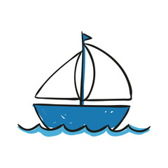 Vector Illustration of a Hand Drawn Sailing Ship