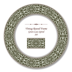 Vintage Round Retro Frame 205 Green Lace Spiral