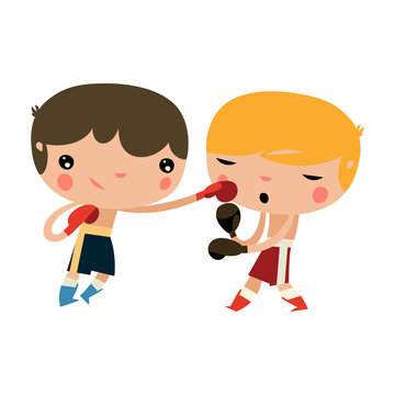 cute boxing kids. children fighting. boxing boys.
