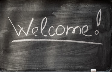 welcome on blackboard and chalks. - Powered by Adobe