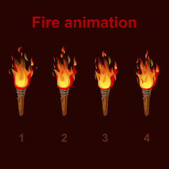 Torch fire animation sprites, flame video frames