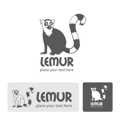 Emblem with abstract lemur. Vector image. Three variants of emblem.