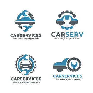 Car service garage, logo, Shop brand identity, automobile car product, Car repair sign.