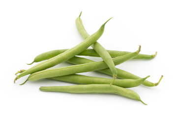 Green beans isolated on a white background.