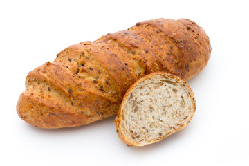 Loaf of bread isolated on white.