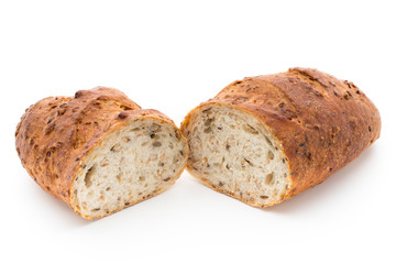 Loaf of bread isolated on white.