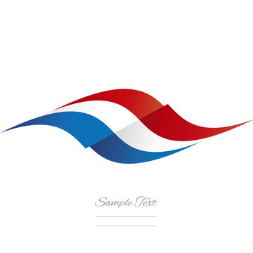 Abstract French flag ribbon logo white background