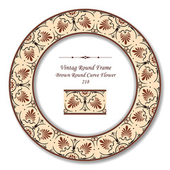 Vintage Round Retro Frame 218 Brown Round Curve Flower