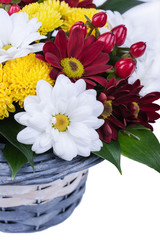Beautiful bouquet of bright flowers isolated on white