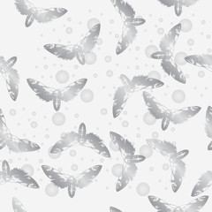 Seamless pattern grey moths