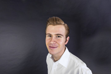 cool looking teenage boy in studio