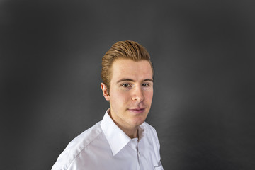 cool looking teenage boy in studio