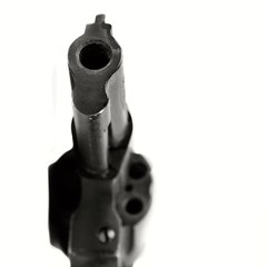 Classic 9 mm revolver. The object weapons on a clean white background