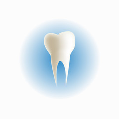 Tooth on a blue background, Vector illustration.