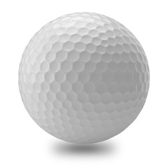 Golf ball on white background. Clipping path.