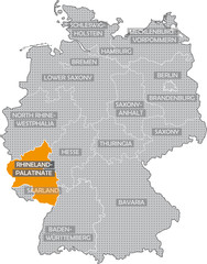 German federal states with English names: Rhineland-Palatinate